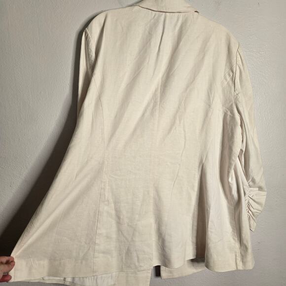 Lane Bryant The Bryant Linen Blend Blazer Size 16 White Summer Office Lagenlook - Picture 7 of 12